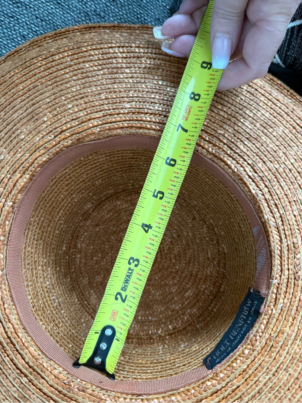 HOLT REFREW WIDE BRIM STRAW SUN HAT - COGNAC BROWN - Picture 4 of 5